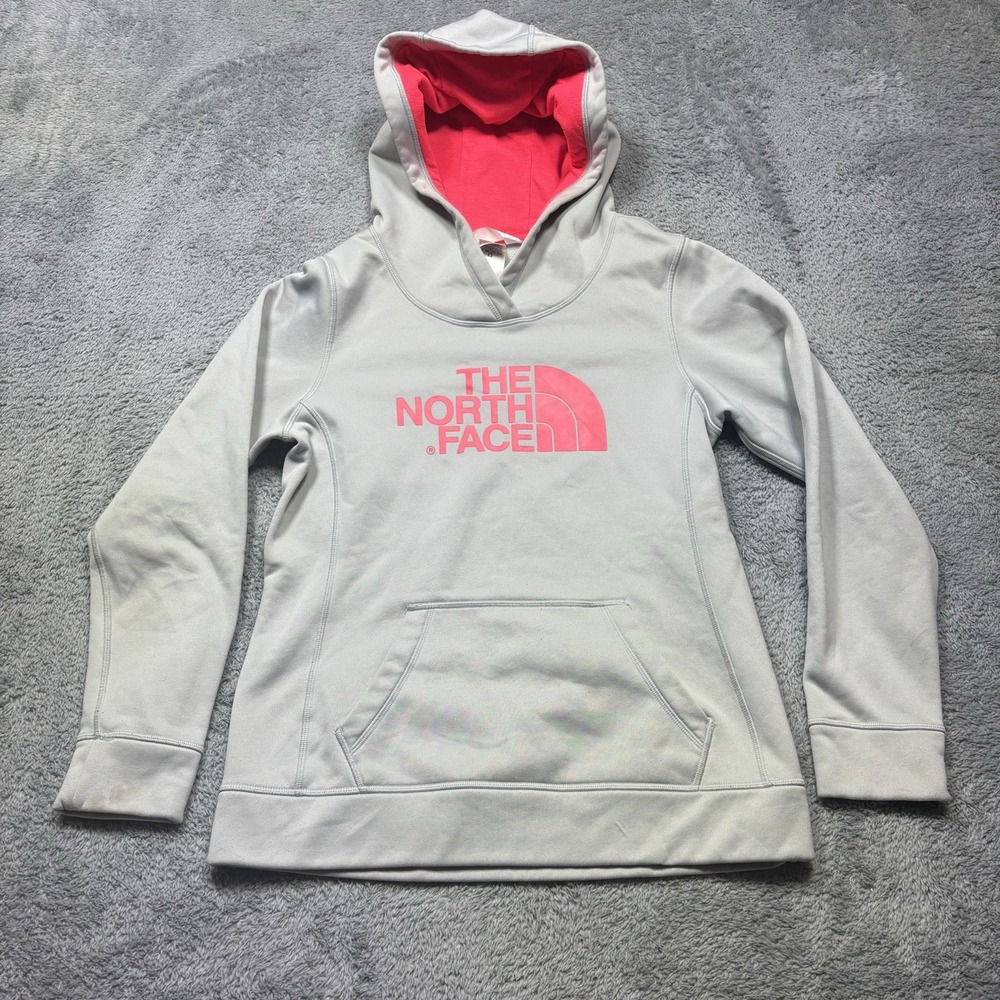 The North Face Hoodie Women's M Gray Pink Fave-our-ite Pullover Outdoor Pocket